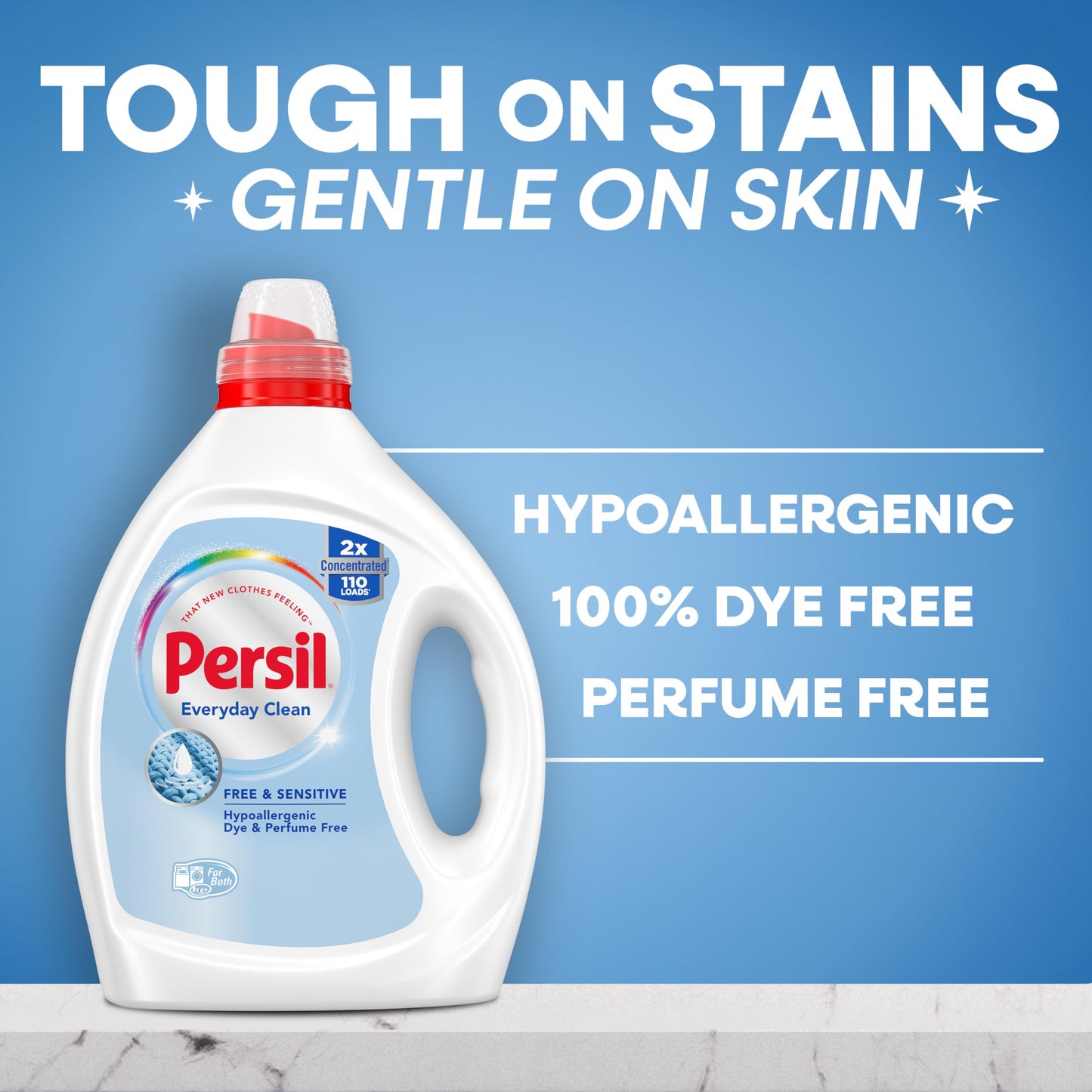 Persil Free & Sensitive Laundry Detergent Liquid, 82.5 Fl Oz, 110 Loads, Ultra Concentrated Laundry Soap, Unscented & Hypoallergenic for Sensitive