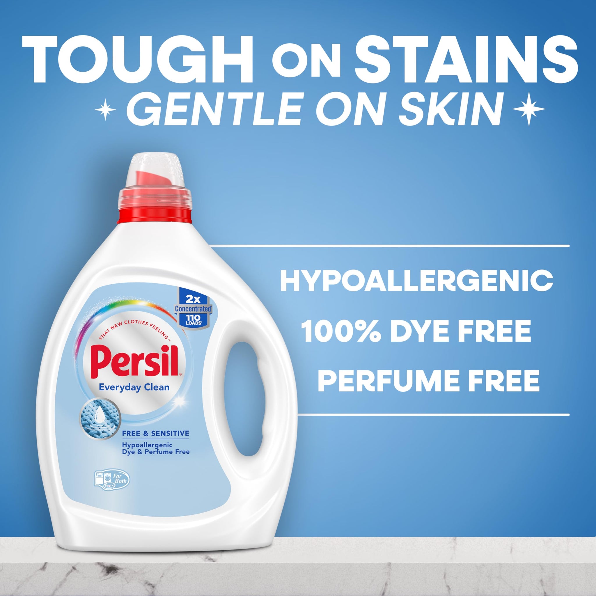 Persil Free & Sensitive Laundry Detergent Liquid, 82.5 Fl Oz, 110 Loads, Ultra Concentrated Laundry Soap, Unscented & Hypoallergenic for Sensitive
