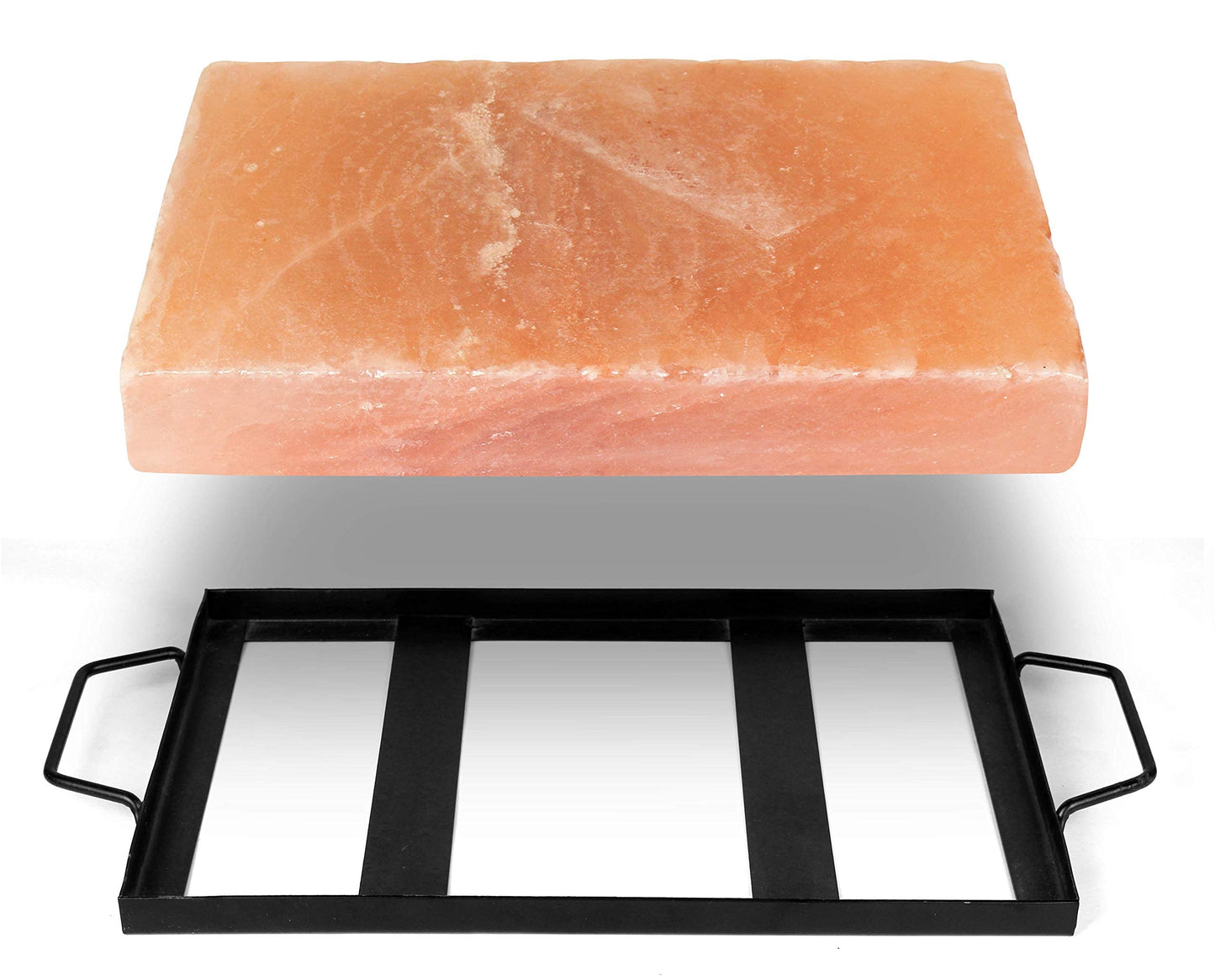 Himalite Himalayan Salt Block for Cooking - 12x8x1.5” Natural Rock Salt Plate with Stainless Steel Tray - Grill, Sear, Chill & Serve - Gourmet Gift