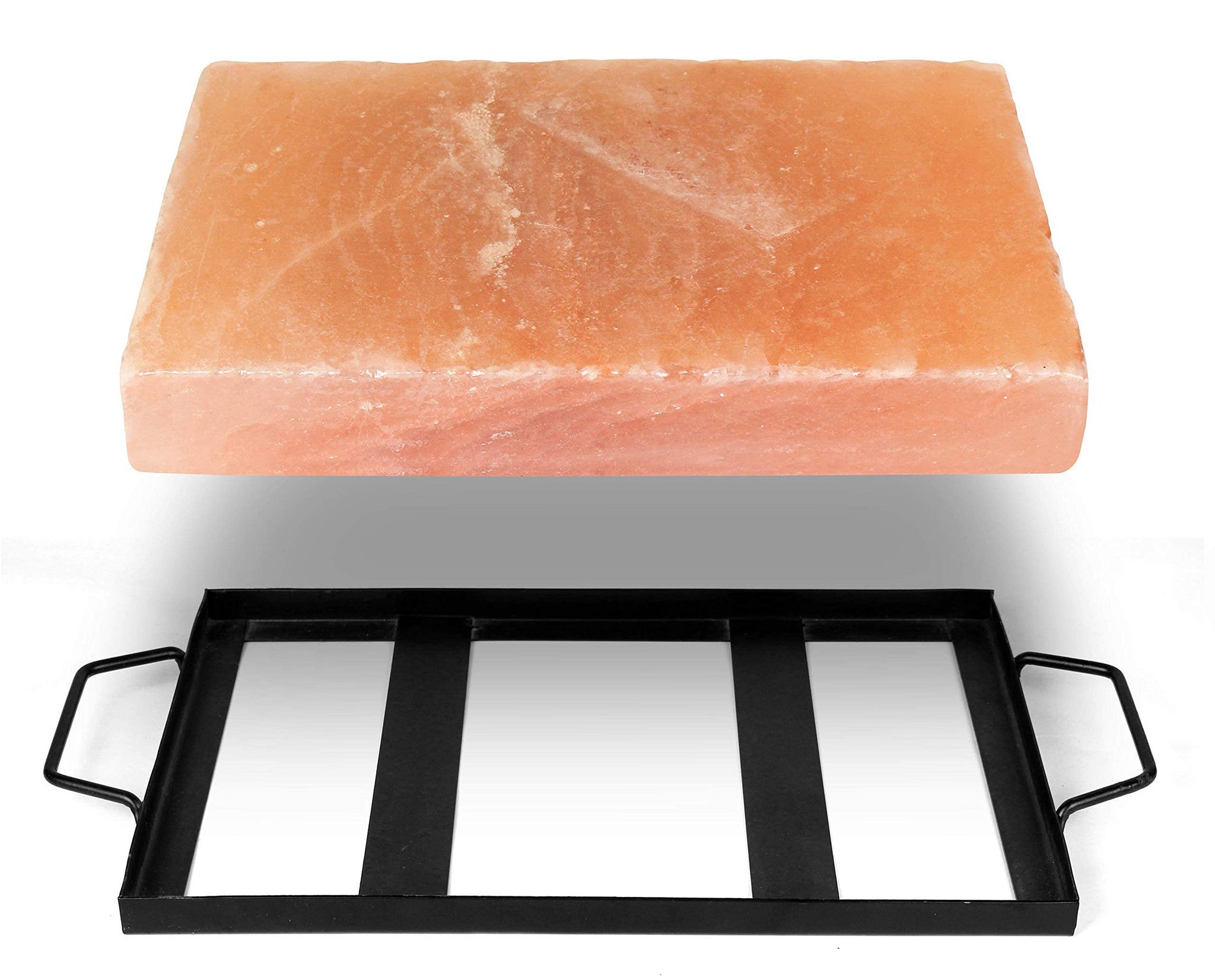 Himalite Himalayan Salt Block for Cooking - 12x8x1.5” Natural Rock Salt Plate with Stainless Steel Tray - Grill, Sear, Chill & Serve - Gourmet Gift