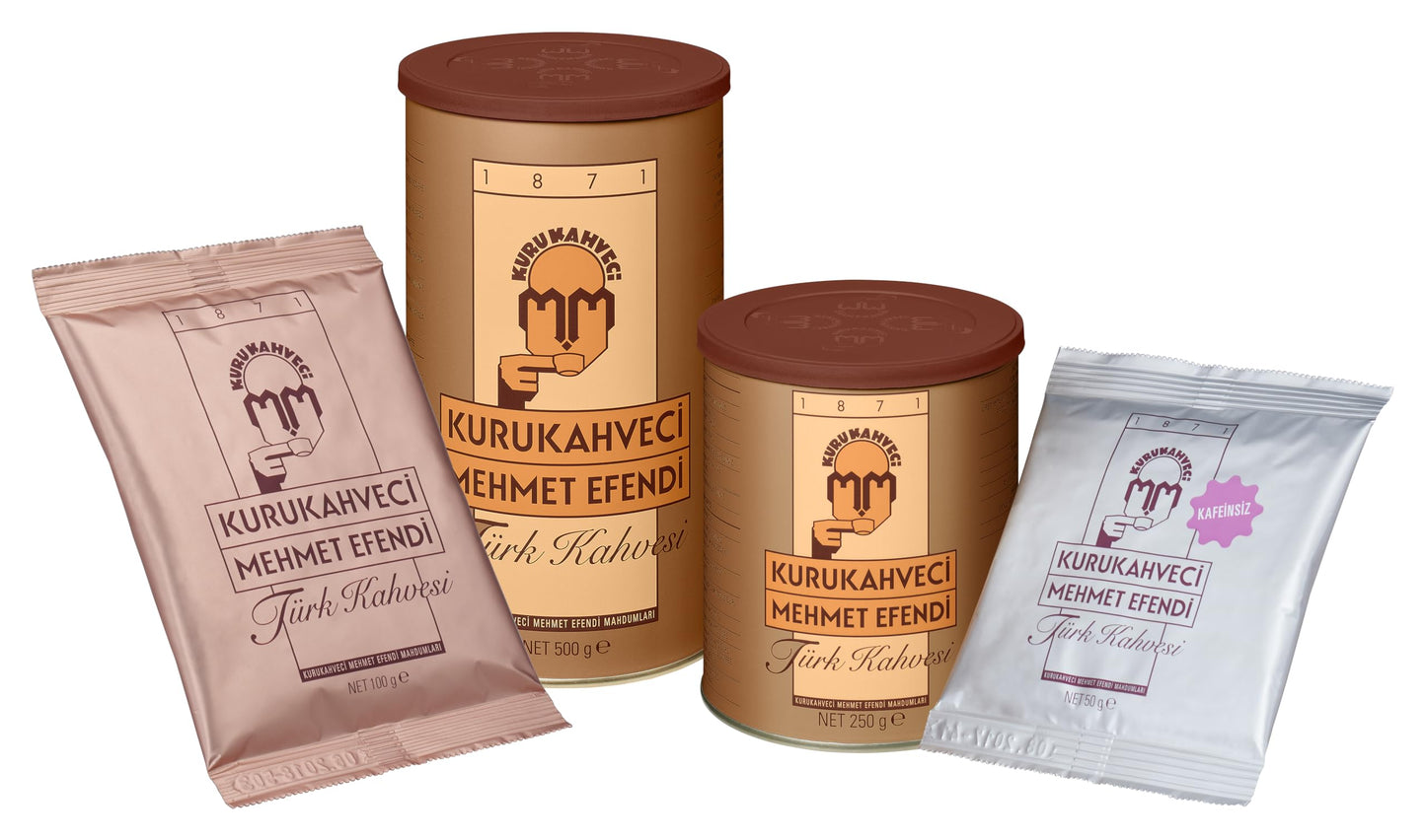 KURUKAHVECI MEHMET EFENDI Turkish Coffee, 100% Arabica, Finely Roasted Ground Coffee for Cezve, Rich Aroma, Medium, Authentic Turkish Coffee Tradition