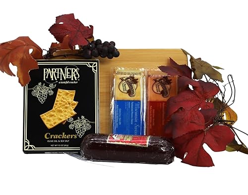 Gift Basket Village - The Board, Gourmet Meat & Cheese Gift Set on Bamboo Cutting Board, Ideal for Any Occasion