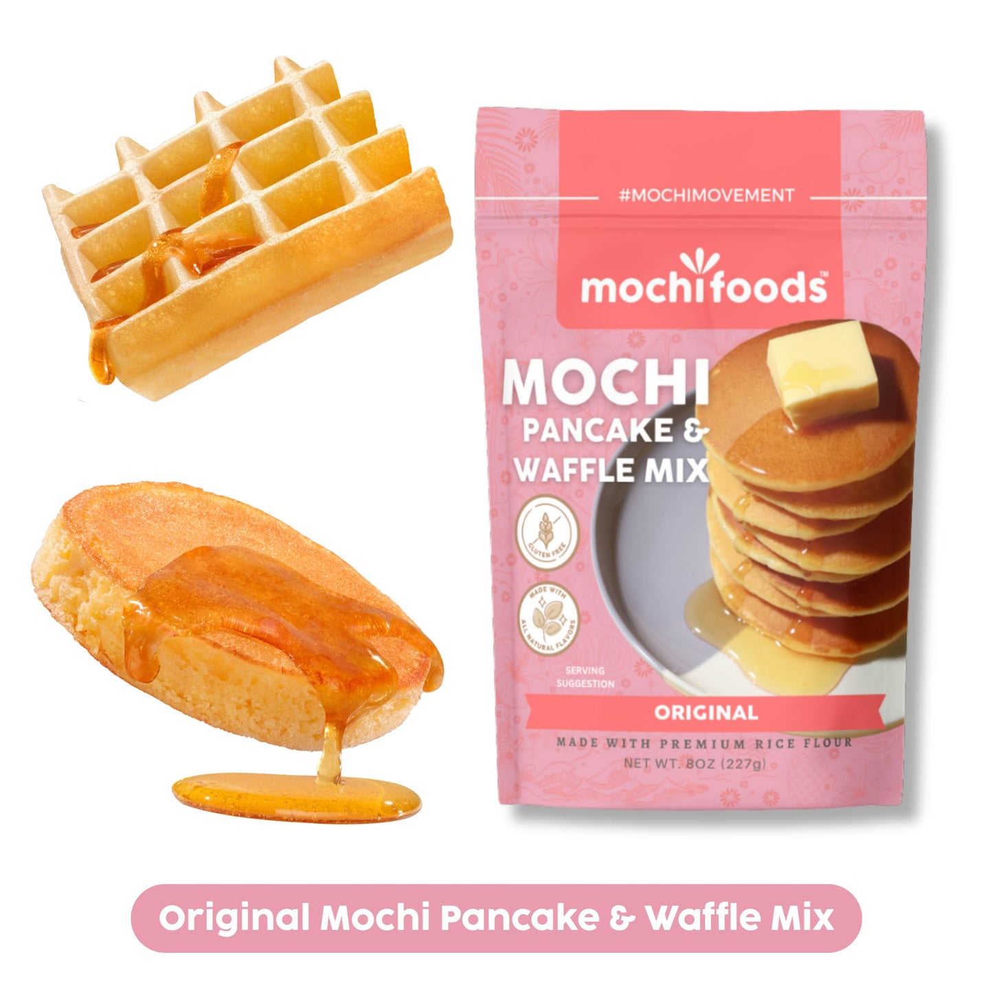 Mochi Foods Holiday Gift Set, Premium Rice Flour Baking Mix Collection with Mochi Donut Mix, Original Mochi Pancake Mix, Matcha Mochi Pancake Mix, 8 oz Packages
