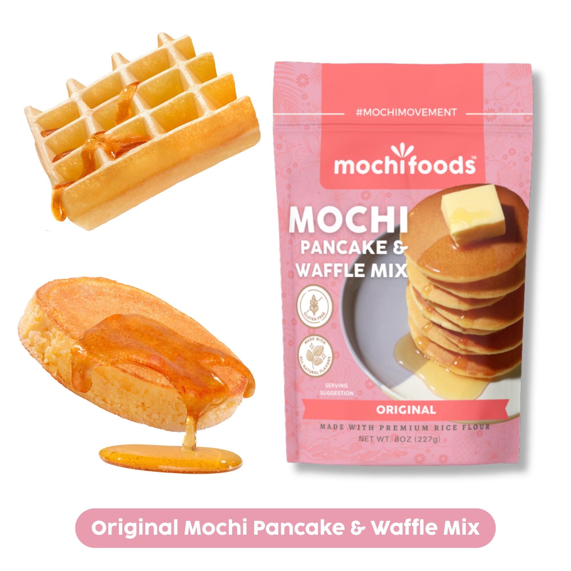 Mochi Foods Holiday Gift Set, Premium Rice Flour Baking Mix Collection with Mochi Donut Mix, Original Mochi Pancake Mix, Matcha Mochi Pancake Mix, 8 oz Packages