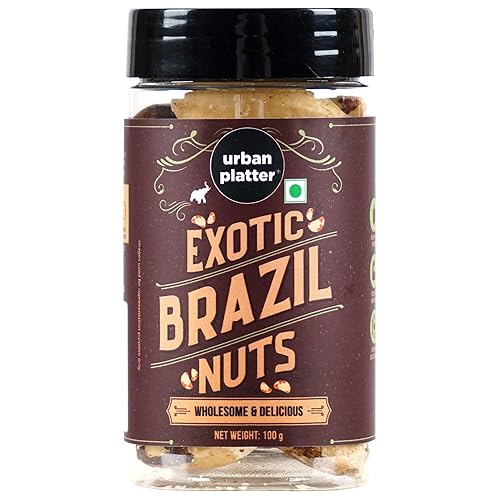 Urban Platter Exotic Raw Brazil Nuts | 3.53 Oz (100g) | Natural, Organic, Fresh, Shelled & Unsalted | Crunchy, Delicious & Healthy Party Snack | Ideal