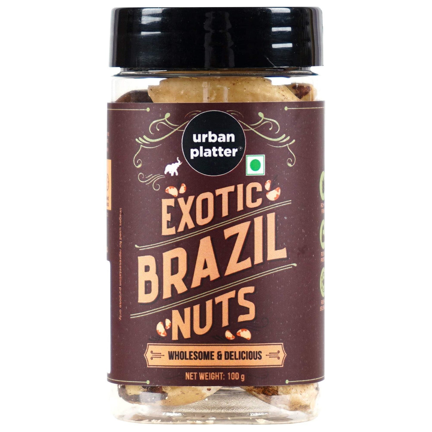 Urban Platter Exotic Raw Brazil Nuts | 3.53 Oz (100g) | Natural, Organic, Fresh, Shelled & Unsalted | Crunchy, Delicious & Healthy Party Snack | Ideal