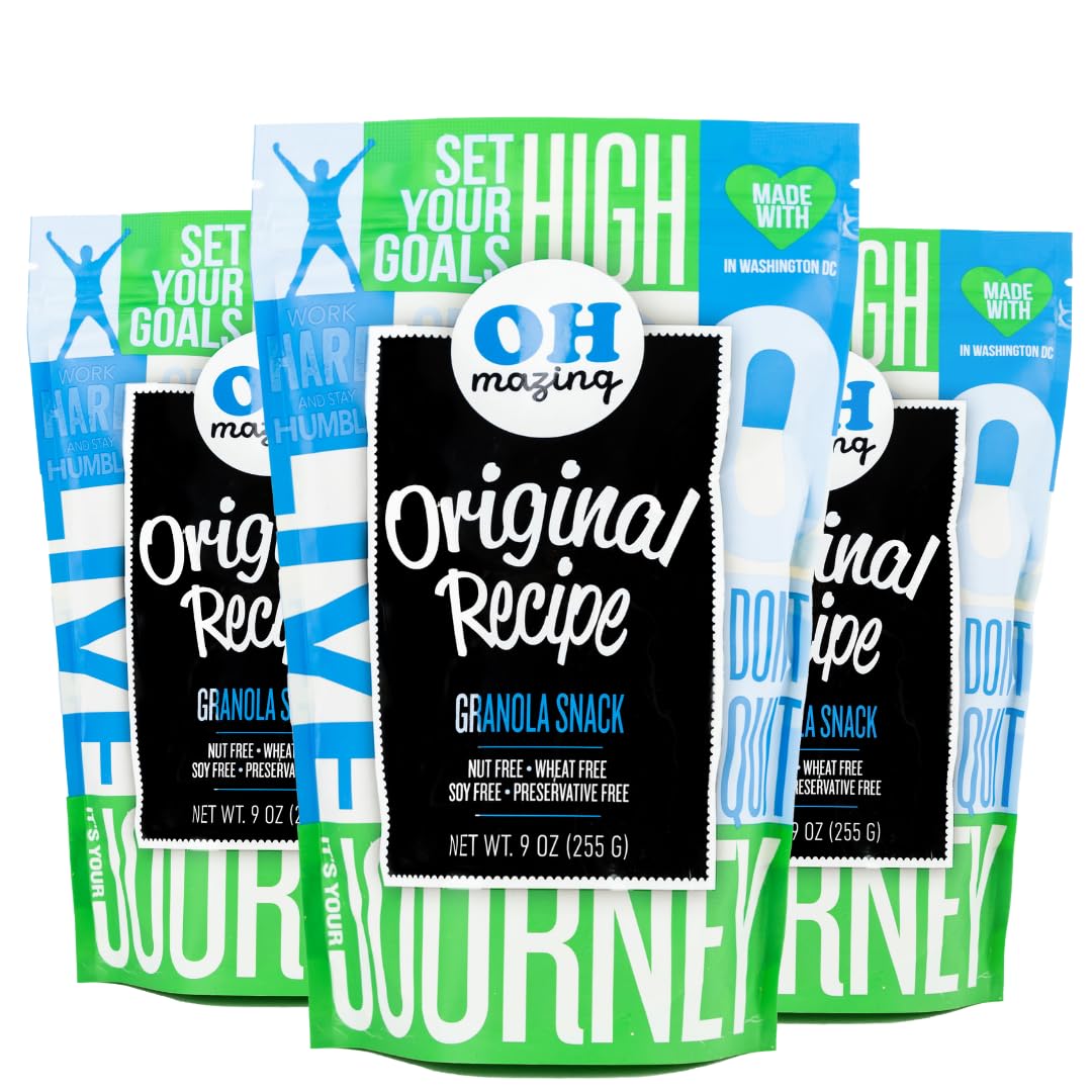Oh-Mazing Granola Snack, Gluten-Free, Nut-free, No Soy, No Preservatives, Small Batch, 3 Count, 9 oz Bags (Original Recipe)