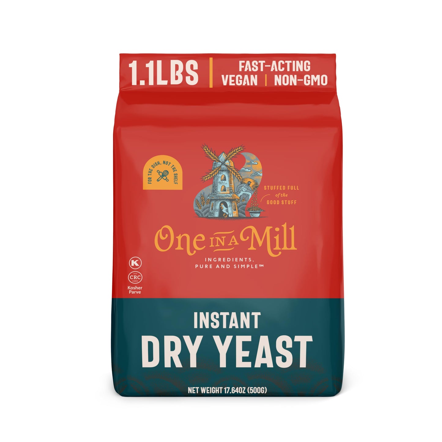 One in a Mill Instant Dry Yeast | 1.1 LB (Pack Of 1) [IMPROVED] Fast Acting Self Rising Yeast for Baking Bread, Cake, Pizza Dough Crust | Kosher |