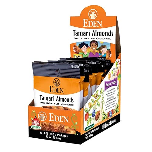 Eden Organic Tamari Almonds, Dry Roasted, Pocket Snacks, 1 oz