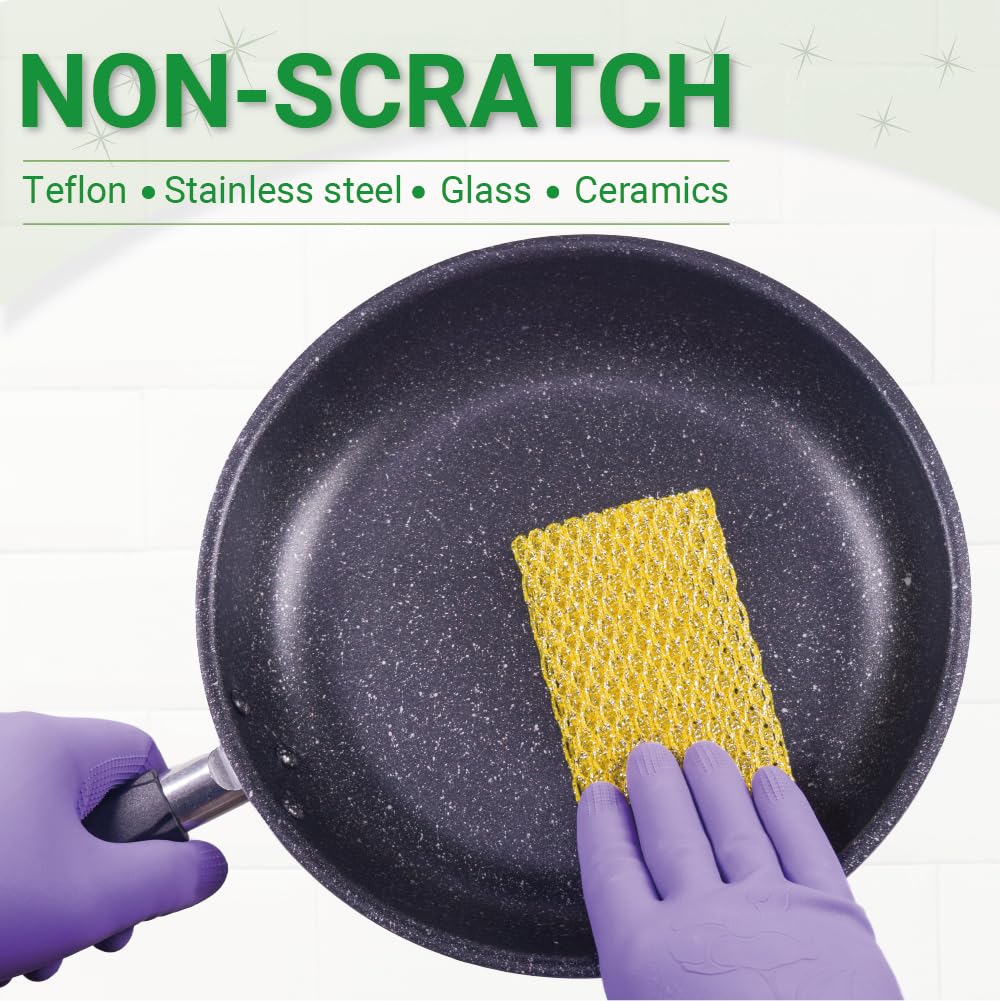 Rugged Glitter Dish Wash Net Heavy Duty, 4 pcs - Premium Non-Scratch Scouring Pads for Durable Cleaning - Glitter Kitchen Mesh Dish Cloth Set