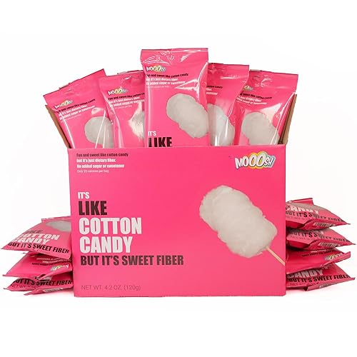 Mooosh Gluten free Cotton Candy Snack Ideal for Low Carb, Keto, Low Cal and High Fiber Diets Delicious Plant Based Vegan 20 Calorie Treat for Adults