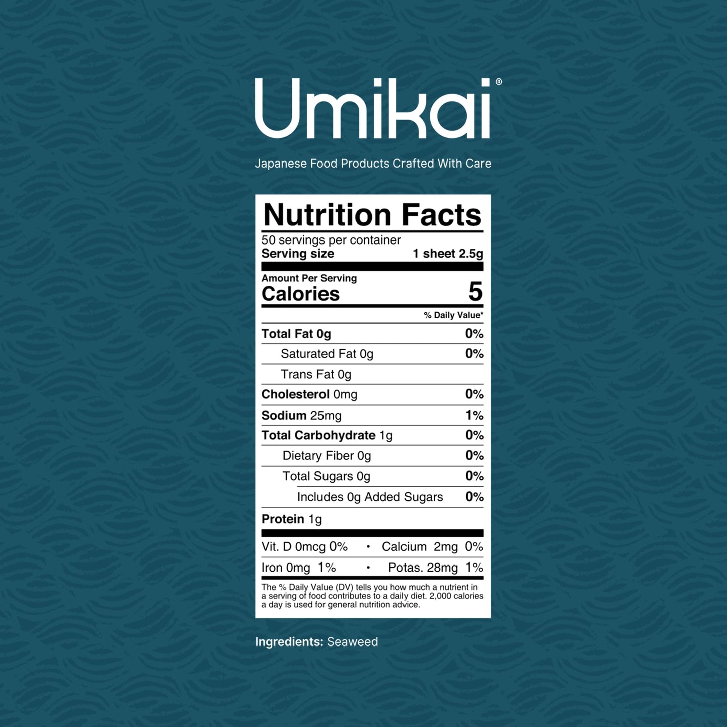 Umikai Premium Sushi Nori Sheets 50 Count, Single Package, Restaurant Quality, Used for Maki, Hand Rolls, Onigiri, Musubi