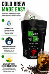 Bean Lab Cold Brew Coffee - Bold Blend - Brew Bag - Coarse Ground Coffee - Smooth Low-Acid Coffee - Reusable Brew System - 100% Arabica - Medium Roast