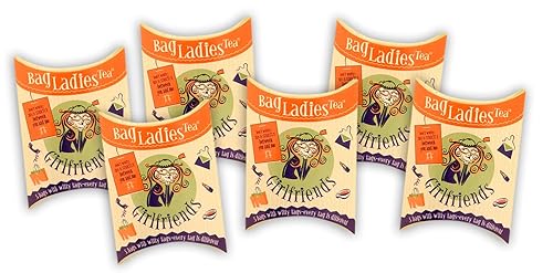 Bag Ladies Tea Presents Girlfriends Tea Pouch - Each Pouch Contains 5 Teabags Individually Tagged with 5 Different Witty and Thoughtful Quotes, Made
