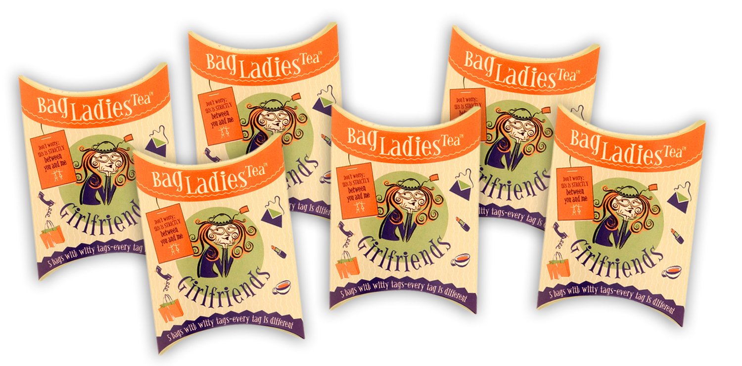 Bag Ladies Tea Presents Girlfriends Tea Pouch - Each Pouch Contains 5 Teabags Individually Tagged with 5 Different Witty and Thoughtful Quotes, Made