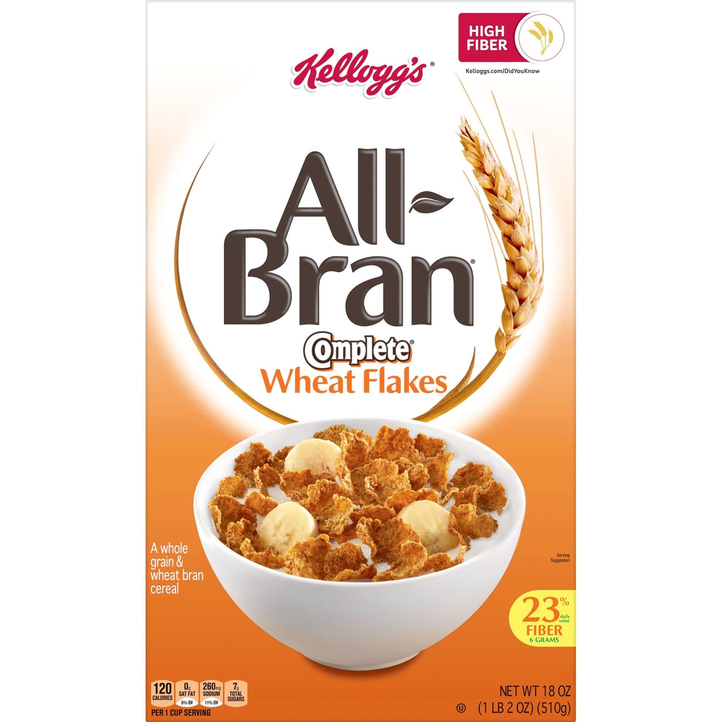 All-bran Kellogg's All-Bran Complete Wheat Flakes Cereal, 18 oz