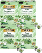 Twinings Pure Peppermint Tea Single Serve K-Cup Pods for Keurig, Naturally Caffeine Free, Made with 100% Pure Peppermint, 24 Count (Pack of 4)