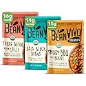 BeanVIVO - Variety 3 Pack (10 oz each) - Organic Baja Black Beans, Three Bean Vegan Chili, BBQ Pinto Beans - Seasoned & Ready to Eat, Plant Protein