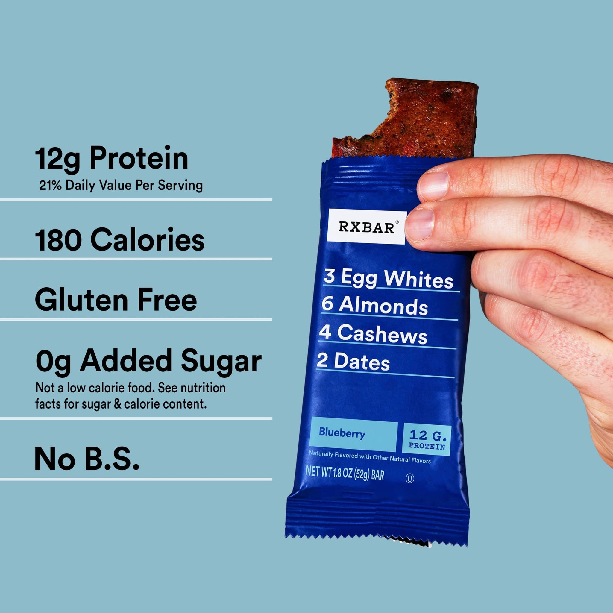 RXBAR Protein Bars, Protein Snack, Snack Bars, Blueberry, 22oz Box (12 Count)