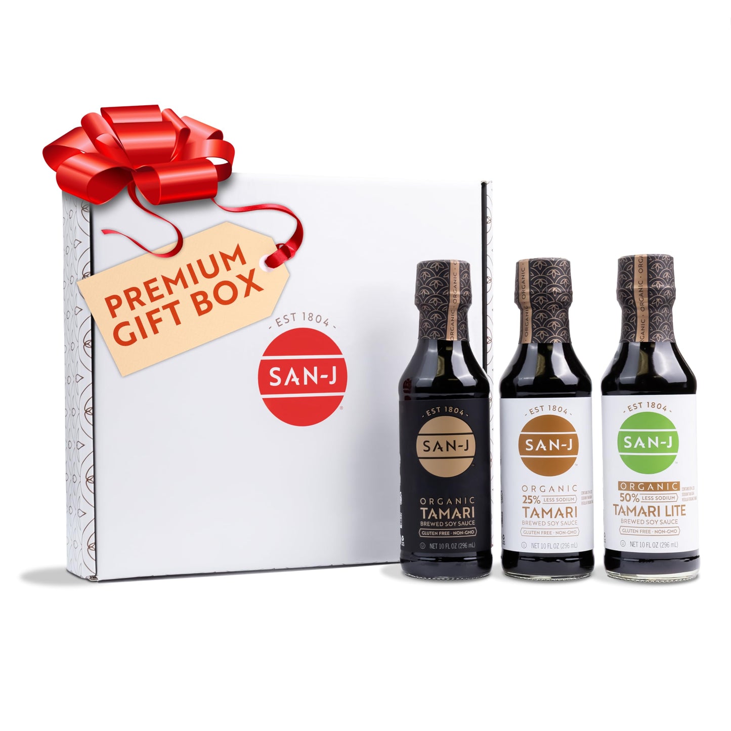 San-J Organic Tamari Soy Sauce Gift Box, Regular Low Lite Sodium, 10oz