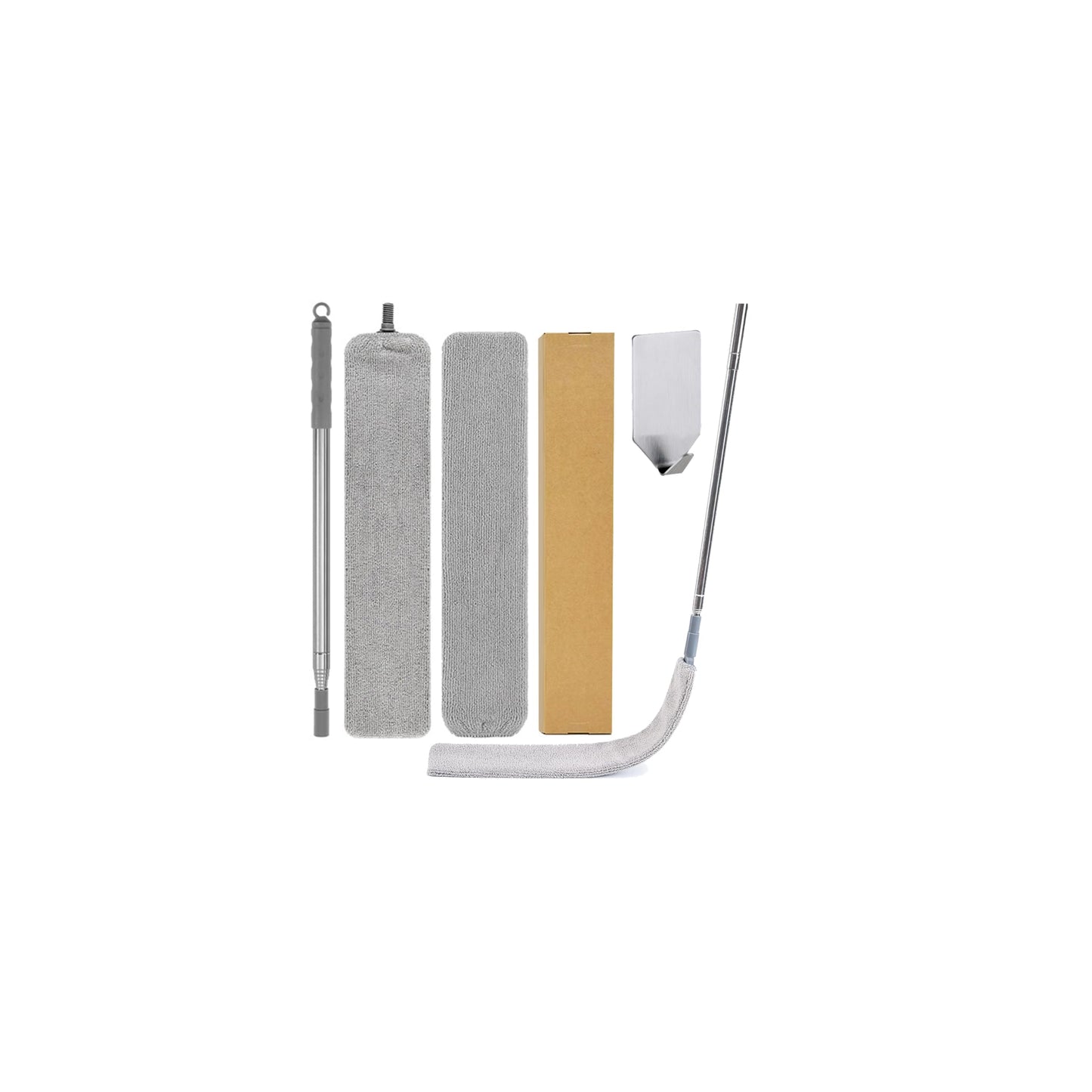 Retractable Gap Dust Cleaner, 40” Flat Cleaner with Hanging Hook, Bendable and Detachable Head Microfiber Duster, Washable Dust Brush for Home, AC