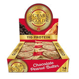 Grab The Gold Chocolate Peanut Butter Protein Snack Bars | 11g Plant-Based Protein, Organic Oats, Gluten-Free, Vegan, Dairy-Free, Kosher, High-Fiber