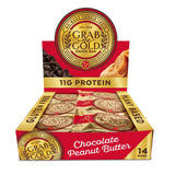 Grab The Gold Chocolate Peanut Butter Protein Snack Bars | 11g Plant-Based Protein, Organic Oats, Gluten-Free, Vegan, Dairy-Free, Kosher, High-Fiber