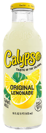 Calypso Lemonade, Original Lemonade, Made with Real Fruit, 16 Fl Oz Glass Bottles (Pack of 12)