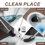 Sellemer Toilet Brush and Holder Set - Flexible Toilet Bowl Brush Head with Silicone Bristles, Compact Size for Storage and Organization, Ventilation