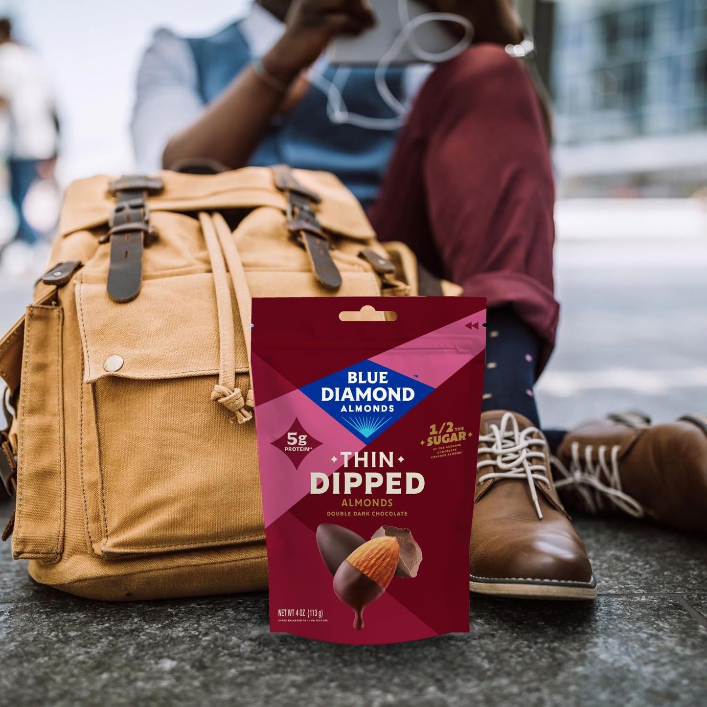 Blue Diamond Almonds, Dark Chocolate Covered Thin Dipped Snack Nuts for Guilt-Free Snacking with Half the Sugar, Perfect for Gathering, Holidays, or