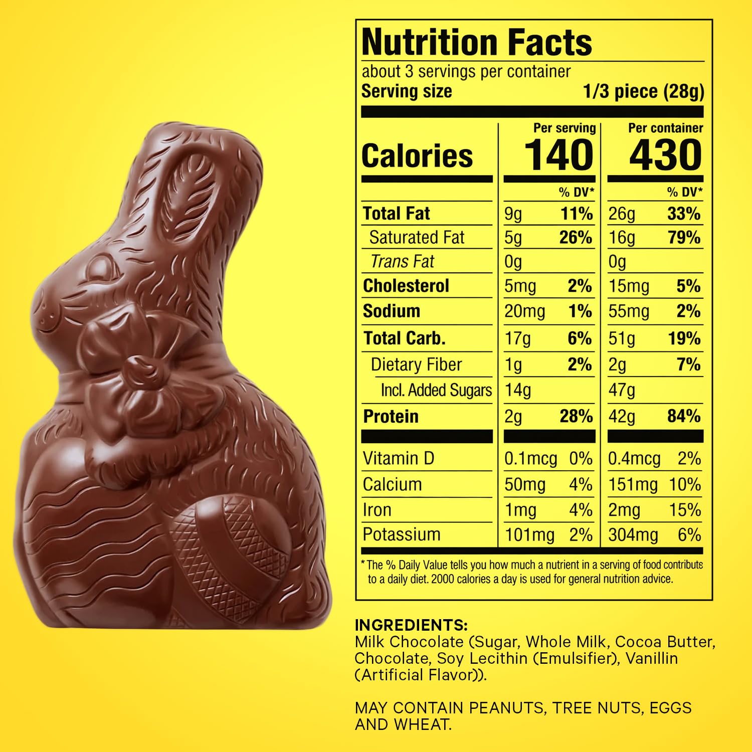 Solid Milk Chocolate Bunnies -Easter Chocolate Bunny Perfect for Easter Baskets or Sharing with Friends and Family 3 Oz