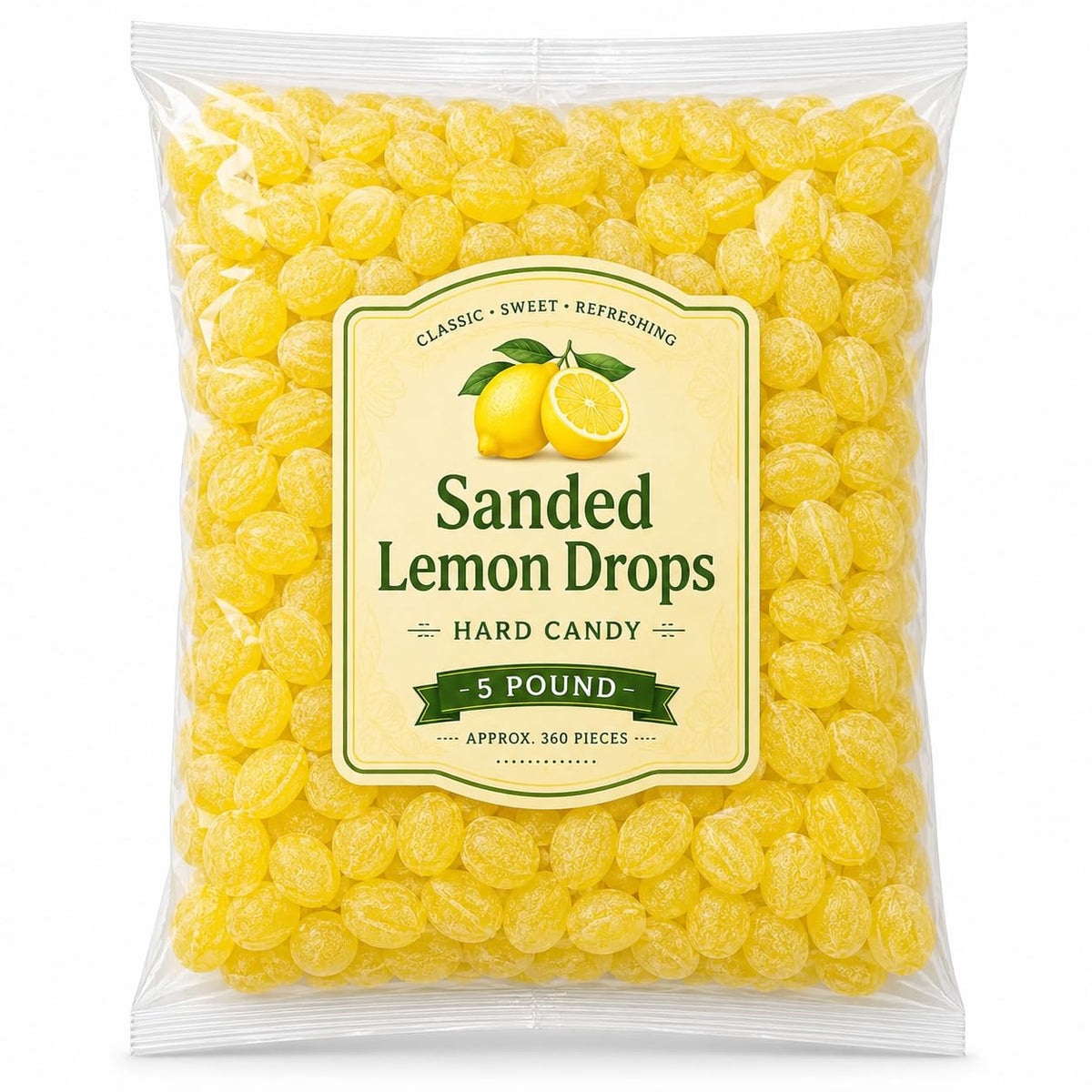 Sanded Lemon Drop Hard Candy - 5 lb (Approx. 450 pieces)
