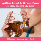Big Heart Tea Co. Tea Bags - Blushing Pink Hibiscus - Certified Organic, Naturally Sweet Ayurvedic Herbal Decaf Tea with Small Batch Ground Herbs