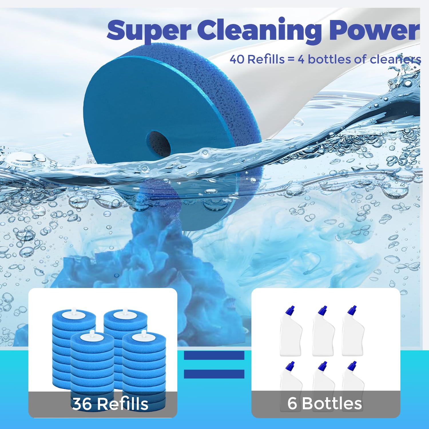 Electric Toilet Brush Scrubber 36PCS Disposable Heads for HK-047 Series