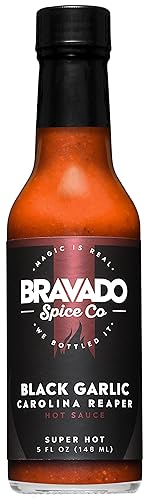 Bravado Spice Black Garlic Carolina Reaper Hot Sauce | Gourmet Sauce for Wings & Ramen | Featured on Hot Ones Season 6