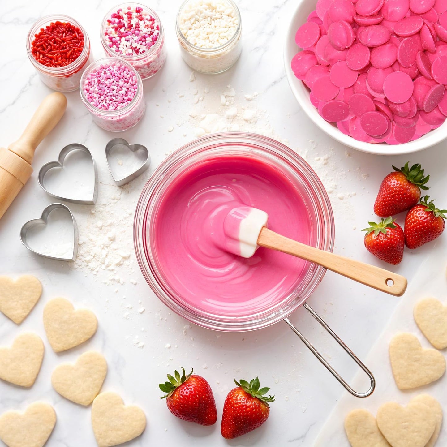Pink Candy Wafer Chocolate Melts - 12 oz Candy Melting Wafers for Baking, Decorating, Dipping, Drizzling & Desserts