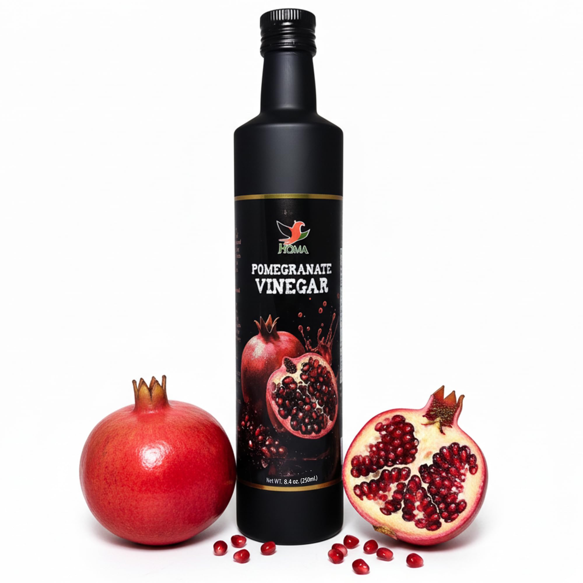 HOMA Pomegranate Vinegar - Gourmet Salad Vinegar for Cooking, Natural Tangy Culinary Flavor, Premium Glass Bottle, 8.4 Fl Oz (250ml), Inspired by Classic Balsamic vinegar