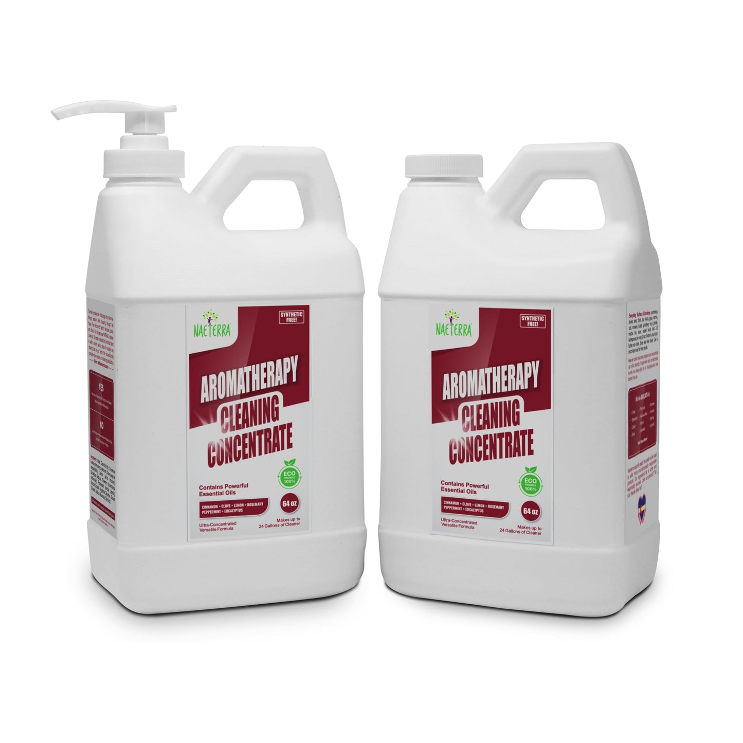 Naeterra 2-Pack All Purpose Aromatherapy Cleaner Concentrate (Total 128oz) - Makes 256 Refills - Plant-Based Formula - Clove, Cinnamon & Rosemary