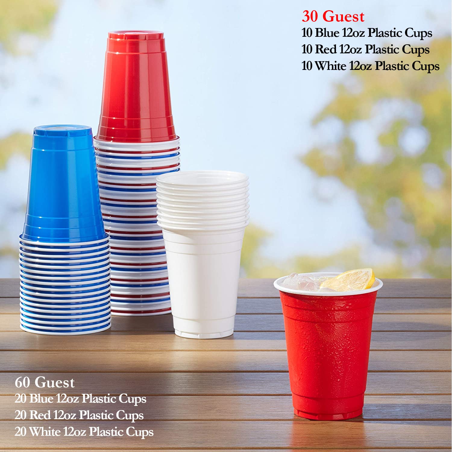 Nicole Fantini 411 PCS Combo American Flag Themed Red White and Blue Disposable Party Set 60 9'' Plastic Dinner Plates | Cups Paper Napkins 96 cutlery