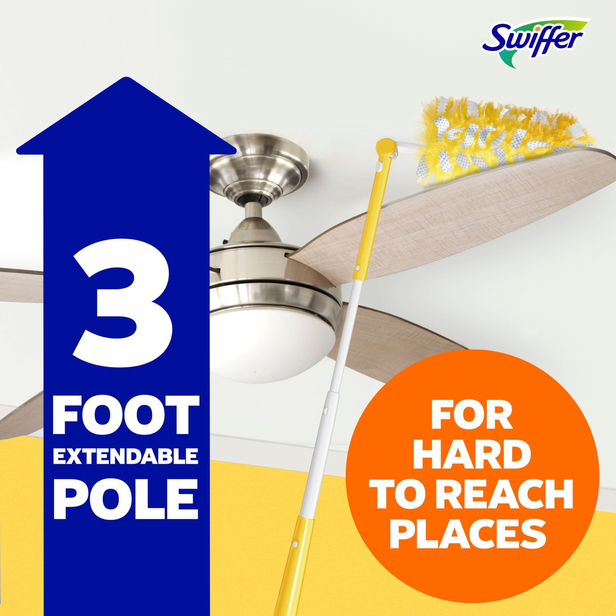 Swiffer Duster Kit with 3 ft Extendable Handle, Dusters for Cleaning, Set Includes 1 Extension Pole and 12 Heavy Duty Dusting Refills Dust Cleaner