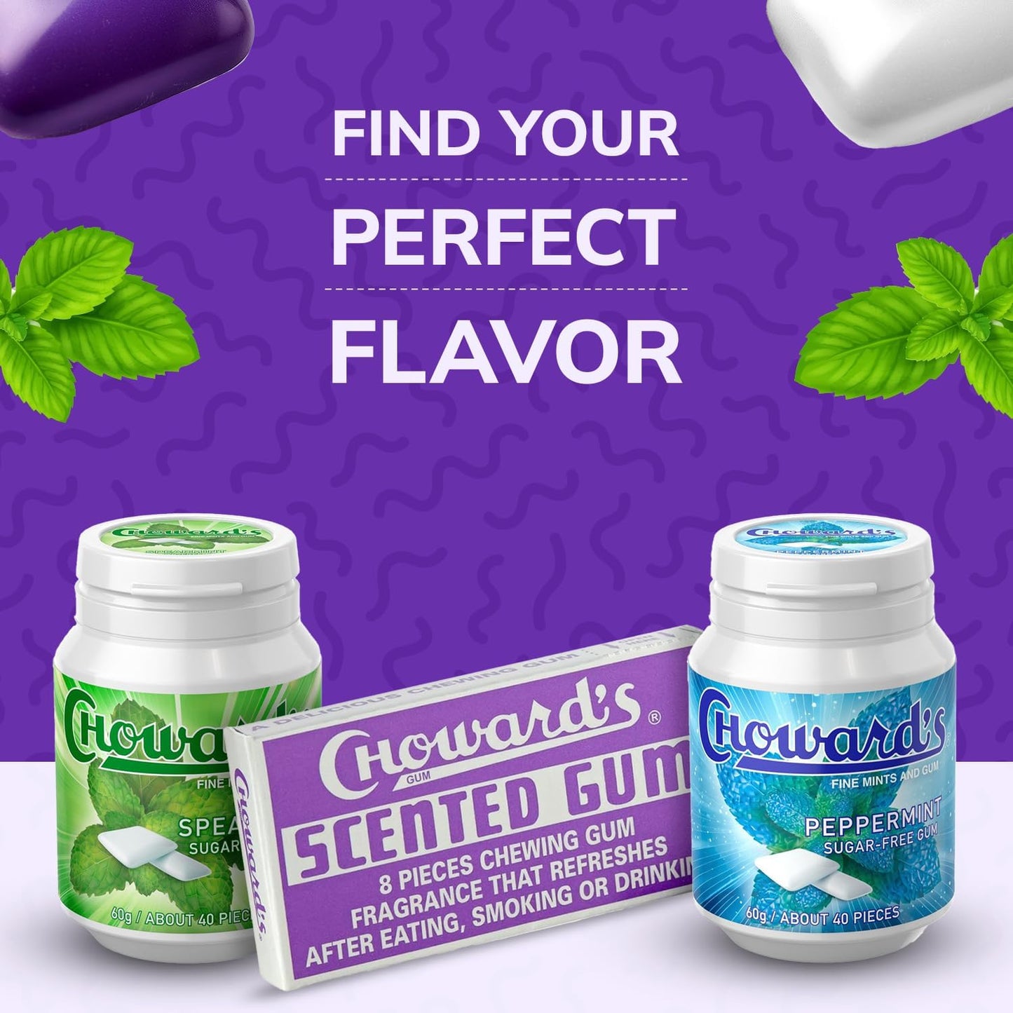 Choward's Scented Gum | Bold Aromatic Refreshing Flavor | Perfect for Fresh Breath, Travel, Sharing, and Gifting | Nostalgic Chewing Gum | Pack of 6