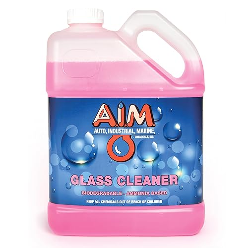 AIM Chemicals Ammoniated Glass Cleaner Concentrate - Streak-Free Shine for Windows, Cars, Homes, Offices - Dilutes 10:1 - Removes Dirt, Grime