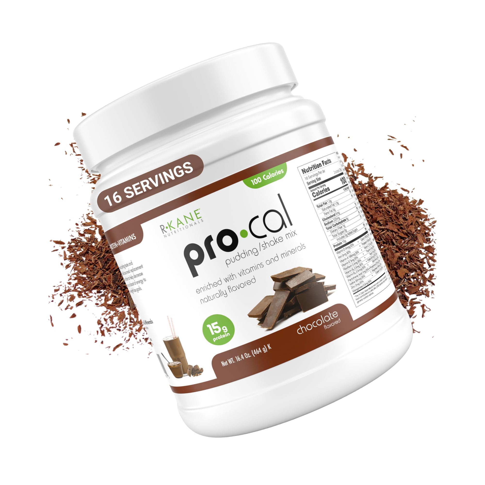 Pro-Cal Chocolate Meal Replacement Powder - High Protein, Low Calorie Shake & Pudding Mix - Low-Carb, Gluten Free - Breakfast Boost - Delicious & Easy