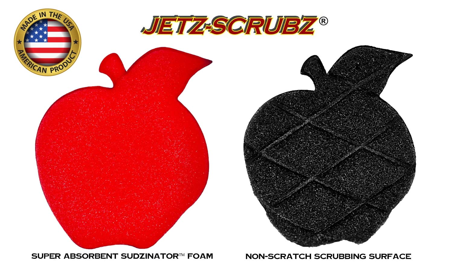 Jetz-Scrubz Apple Shaped Kitchen Scrubber Sponge, Pack of 3