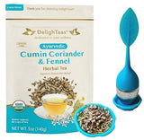 DelighTeas Organic Digest & Detox CCF Tea | Ayurvedic Cumin, Coriander, Fennel Loose Leaf | with BPA-Free Infuser | 60 Servings, 5 oz.