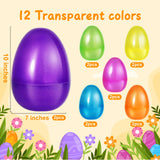 SpringFlower 12 PCS Jumbo Easter Eggs, 10" Large Plastic Easter Eggs for Easter Egg Hunt, Empty Easter Eggs for Filling Treats, Basket Stuffers