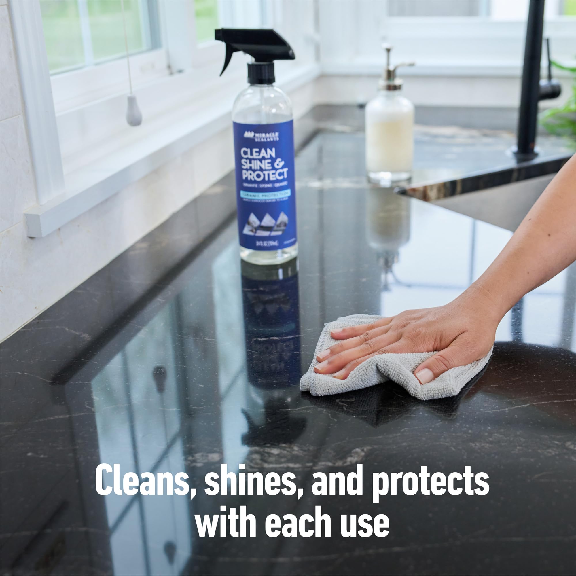Miracle Sealants Clean Shine & Protect Spray for Granite, Stone, Quartz, Shine & Protect, 24 oz