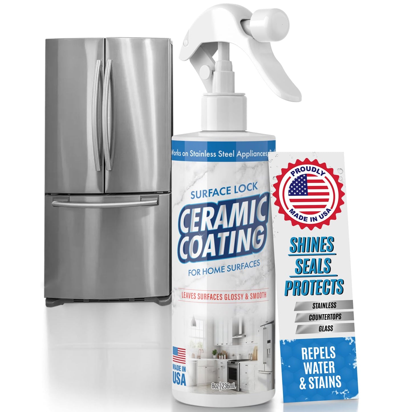Surface Lock Ceramic Coating for Stainless Steel Appliances - Home Ceramic Spray That Shines, Seals & Protects, Repels Water & Stains, Fingerprint
