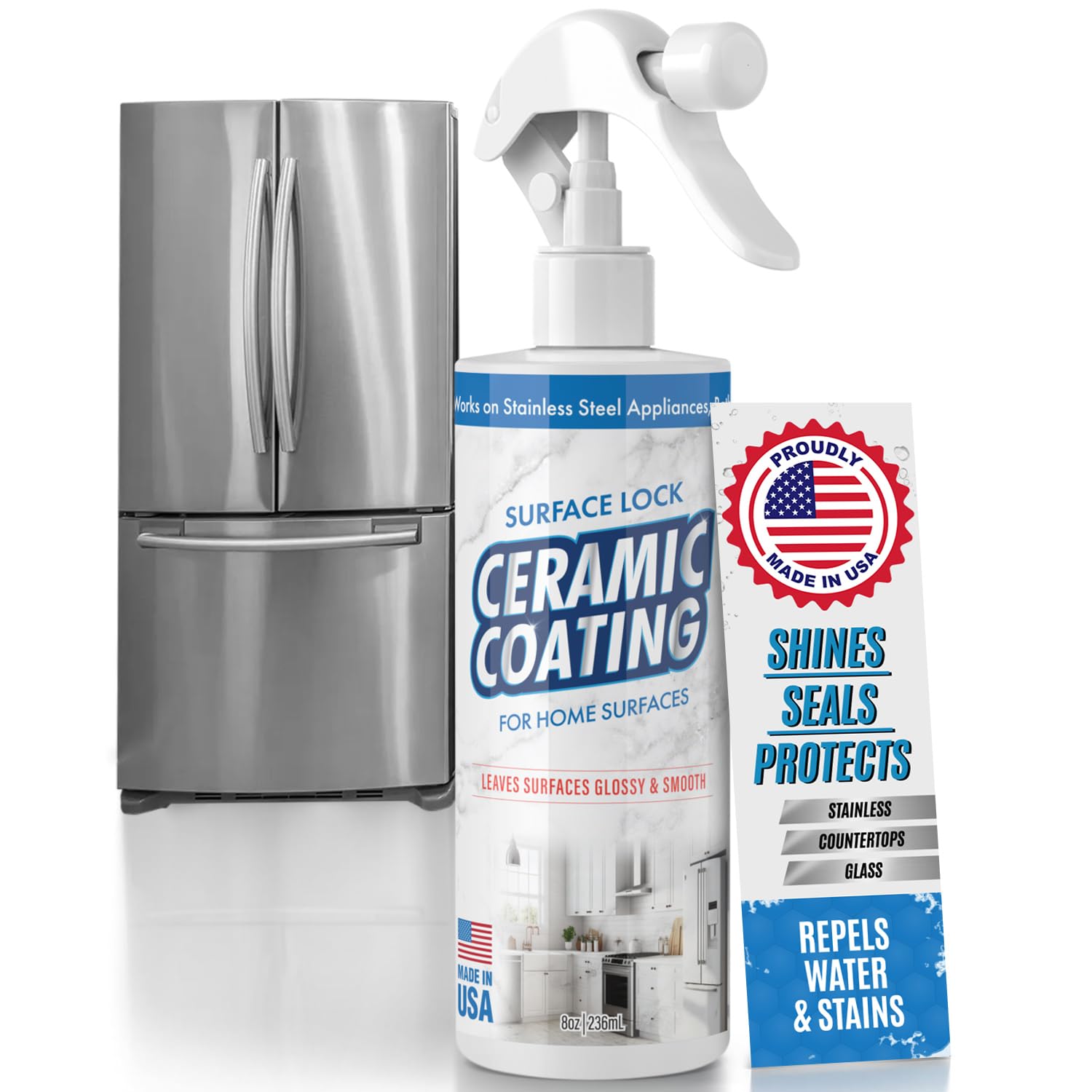 Surface Lock Ceramic Coating for Stainless Steel Appliances - Home Ceramic Spray That Shines, Seals & Protects, Repels Water & Stains, Fingerprint