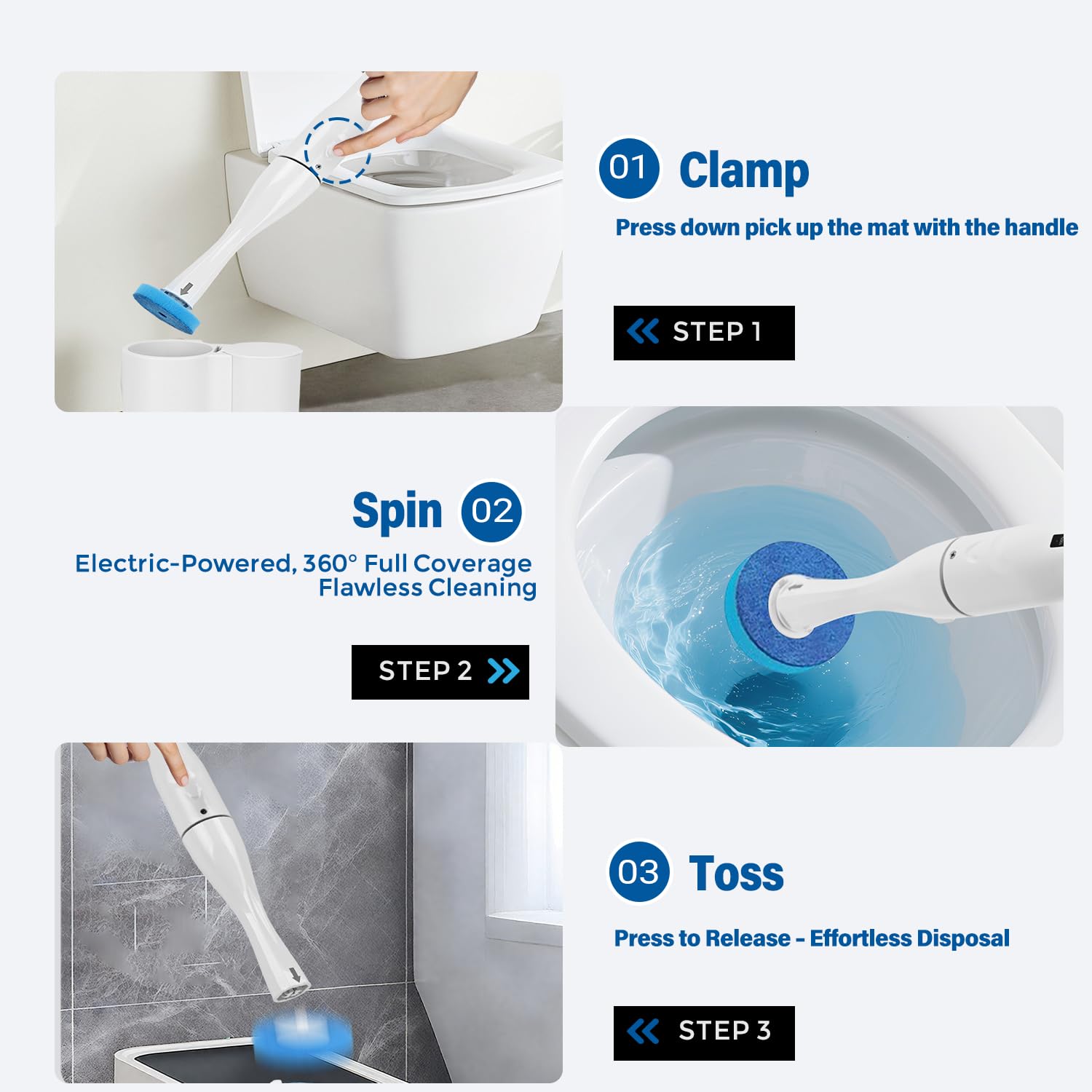 Electric Toilet Brush Scrubber 36PCS Disposable Heads for HK-047 Series